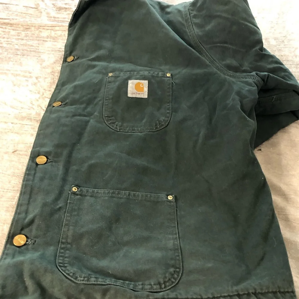 Vintage Carhartt Men’s blanket lined outdoor coat green size 2X 3X chore work - Picture 7 of 16